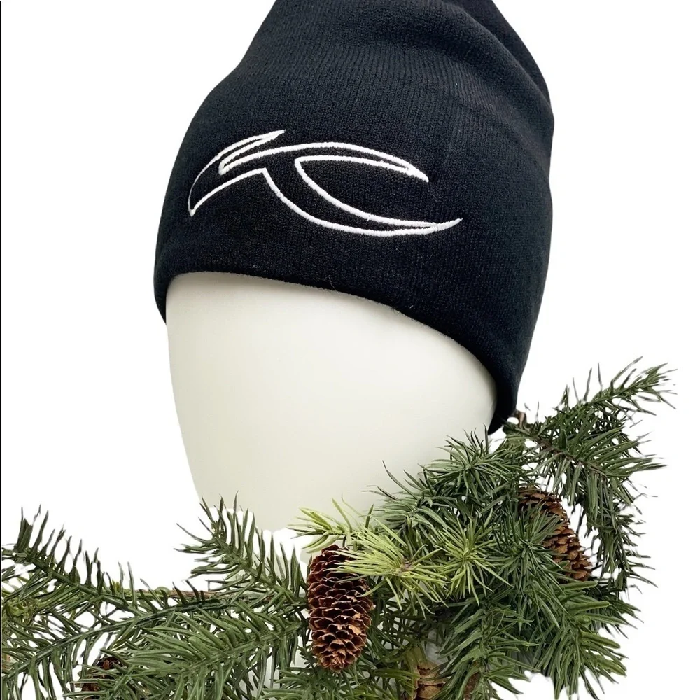 KJUS Embroidered Logo Ribbed Knit Black Beanie